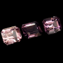 Sale on 3-spinels various shades of pink and emerald cut in matching sizes at 3.03 tcw. 